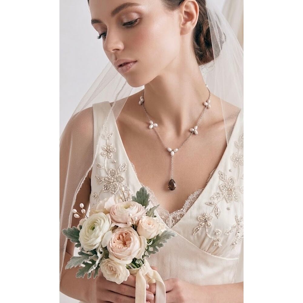 Pearl | Smokey Quartz | Sterling SIlver 18-20" Wedding | Casual  | Necklace